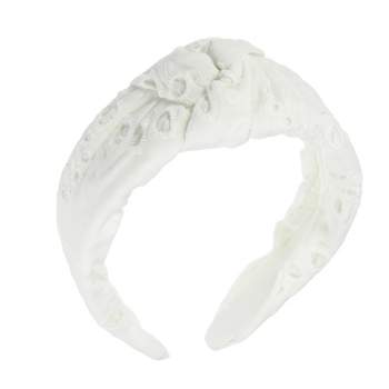 Unique Bargains Women's Floral-Pattern Knotted Headband White 1 Pc