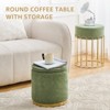 KTMBDW Set of 2 Round Velvet Storage Ottomans – Upholstered Vanity Stool, Footrest, Side Table with Removable Lid for Living Room & Bedroom - 2 of 4