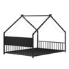 SEVOBAL Kids Furniture House Bed Full Size Roof with Metal Slats Legs and No Box Spring Needed for Kids and Young Teens, Black, 77.17"*14.96"*4.53" - 4 of 4