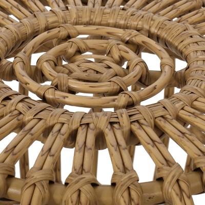 Ottawa Light Brown Wicker and Metal Boho Side Table