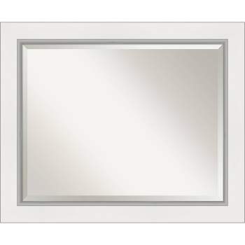 34" x 28" Eva White Framed Wall Mirror Silver - Amanti Art