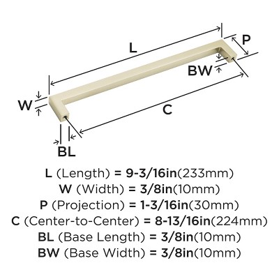 Golden Champagne Aluminum Modern Cabinet Drawer Pull with Mounting Hardware