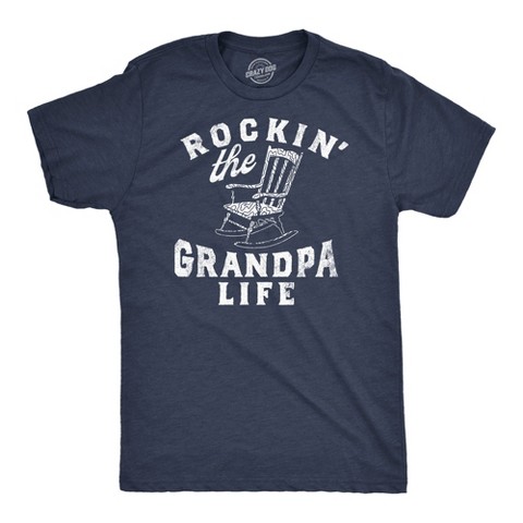 Мужские футболки Crazy Dog T-Shirts, Inc. Mens Funny T Shirts Rockin The Grandpa Life Sarcastic Rocking Chair Graphic Tee for Men - Crazy Dog Men's T Shirt Gift for Dad Navy XL