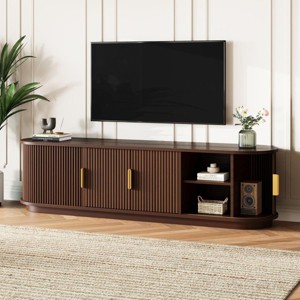 66.9" Modern TV Stand with Fluted Sliding Doors & Adjustable Shelves, Fits 75 Inch TV for Living Room-3irtyhousy - 1 of 4
