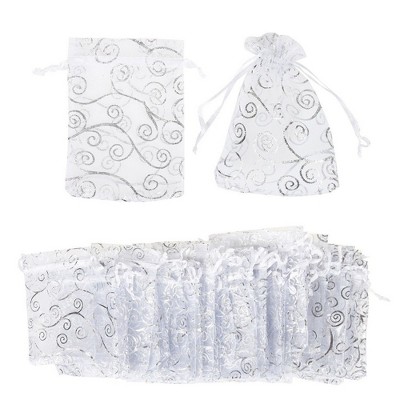 Juvale 120PCS 4.8" Organza Bags, Silver Party Favor Bags with Drawstring, Premium Jewelry Pouches for Festival Gift Bags and Wedding Gifts