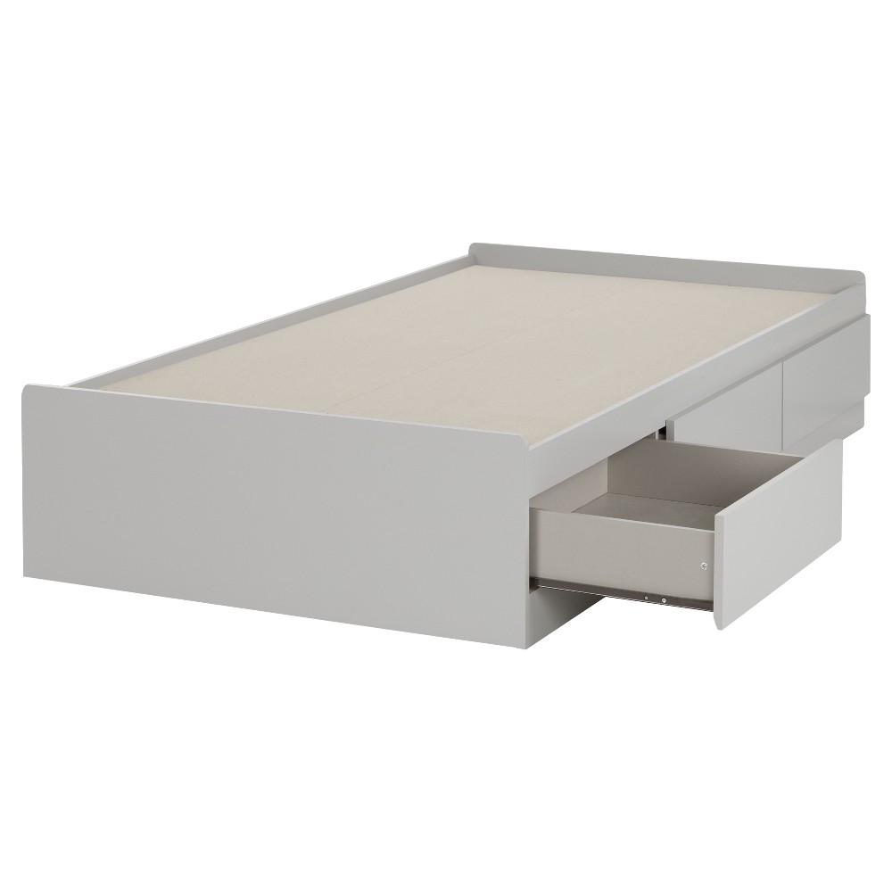 Photos - Bed Frame Twin Reevo Mates Bed with 3 Drawers Soft Gray - South Shore