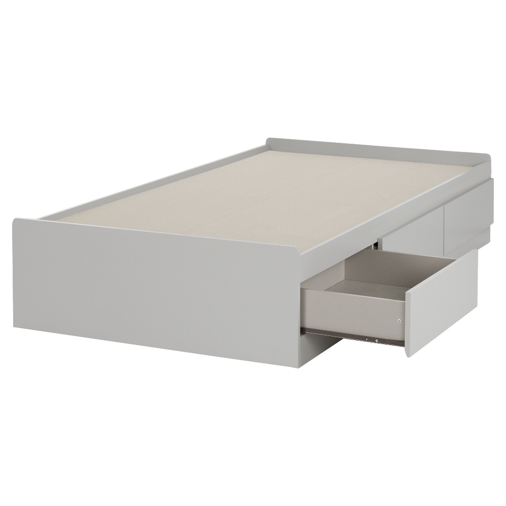 Photos - Bed Twin Reevo Mates  with 3 Drawers Soft Gray - South Shore