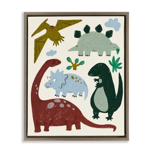 Stupell Industries Colorful Dinosaur Friends Floating Frame Canvas Art - 1 of 4