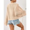 Coolmee Women's Crochet Cardigan Long Sleeve Open Front Button Down Trendy Casual Cropped Sweater - 3 of 4