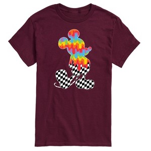 Men's - Disney - Mickey Checkered and Rainbow Silhouette Short Sleeve Graphic T-Shirt - 1 of 4