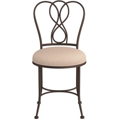 Elegant Christina Bronze Metal Vanity Stool with Cream Linen Seat