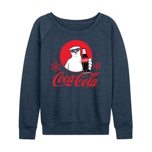 Women's - Coca-Cola - Polar Bear Circle With Snowflakes Lightweight French Terry Wide Neck Long Sleeve Shirt - 1 of 4