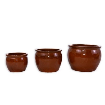 Wooakway 15" Dia Outdoor Indoor Ceramic Planter Pot Decorative Planter with Drainage Hole Patio Flower Pot