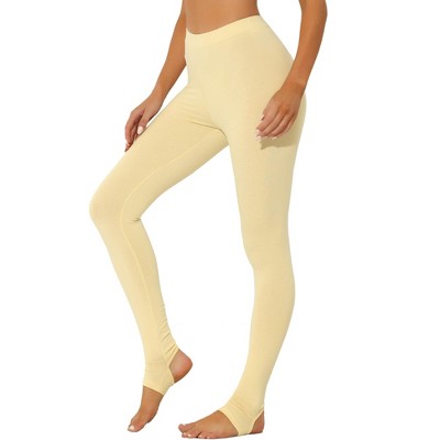 INSPIRE CHIC Women's Elastic Waistband Soft Gym Yoga Cotton Stirrup Pants Leggings