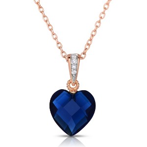 Guili Sterling Silver Rose Plated Green CZ Heart-shape Necklace in White, Green, Red, or Blue, Sweet & Romantic for a Fresh, Vibrant Look. - 1 of 3