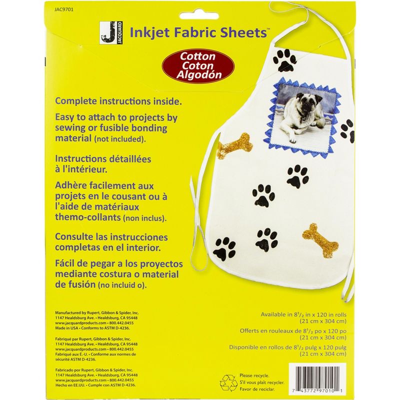 Jacquard Inkjet Fabric Sheets 8.5"X11" 10/Pkg-100% Cotton Percale, 2 of 3