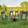 Outsunny Set of 4 Folding Patio Chairs, Camping Chairs with Adjustable Sling Back, Removable Headrest, Armrest for Garden, Backyard, Lawn, Black - 3 of 4