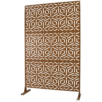 DSVIMOY Outdoor & Indoor Privacy Screen, Freestanding Decorative Privacy Screen for Deck Balcony Patio, Brown, 48"*76"*16"