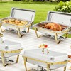8QT Buffet Servers and Warmers Set, with Lid & Foldable Frame, Rectangular Stainless Steel Chafer Food Warmer for Catering Supplies, Gold - 3 of 4