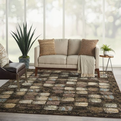 Charcoal Synthetic 98" Round Hand-Knotted Area Rug