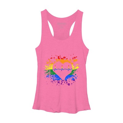 Adult Design By Humans Pride Heartbeat EKG Splatter By LegatoTendo Racerback Tank Top