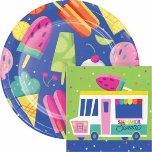 Creative Converting Summer Social Paper Plate and Napkin Kit 16ct - 1 of 4