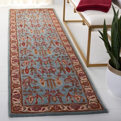 Hand-Tufted Blue and Ivory Wool Runner Rug