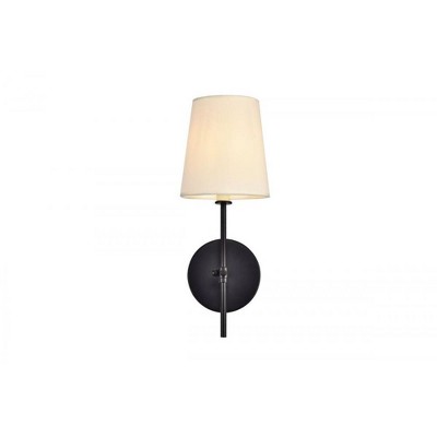 Mel Black Metal Dimmable Wall Sconce with Fabric Shade