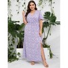 Women's Plus Size V-Neck Swing Dress – Elegant Crossover Hem & Side Slit Detail for Casual & Dressy Occasions - 2 of 4