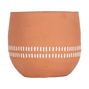 White Ticking Stripe Terracotta Planter - Foreside Home & Garden - 1 of 4