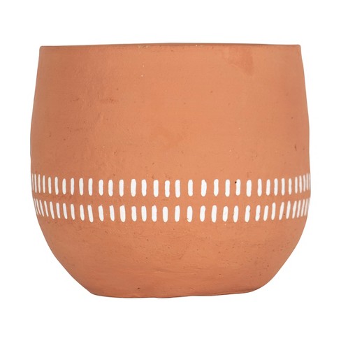 White Ticking Stripe Terracotta Planter - Foreside Home & Garden : Target