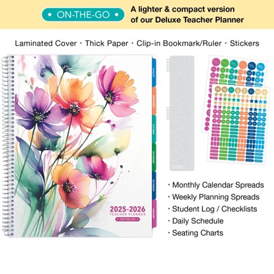 Global Printed Products Lite Teacher AY 2025-2026 Planner - 8.5"x11" (Rainbow Floral)
