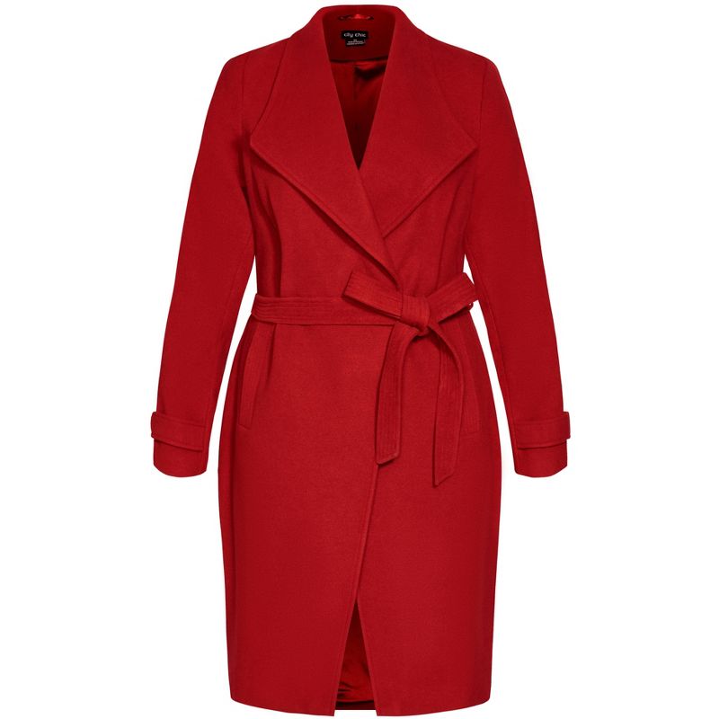 Women's Plus Size So Sleek Coat - true red | CITY CHIC, 3 of 4