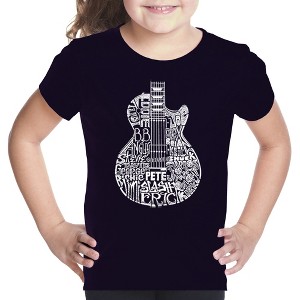 LA Pop Art Girl's Word Art T-shirt - Rock Guitar Head - 1 of 4