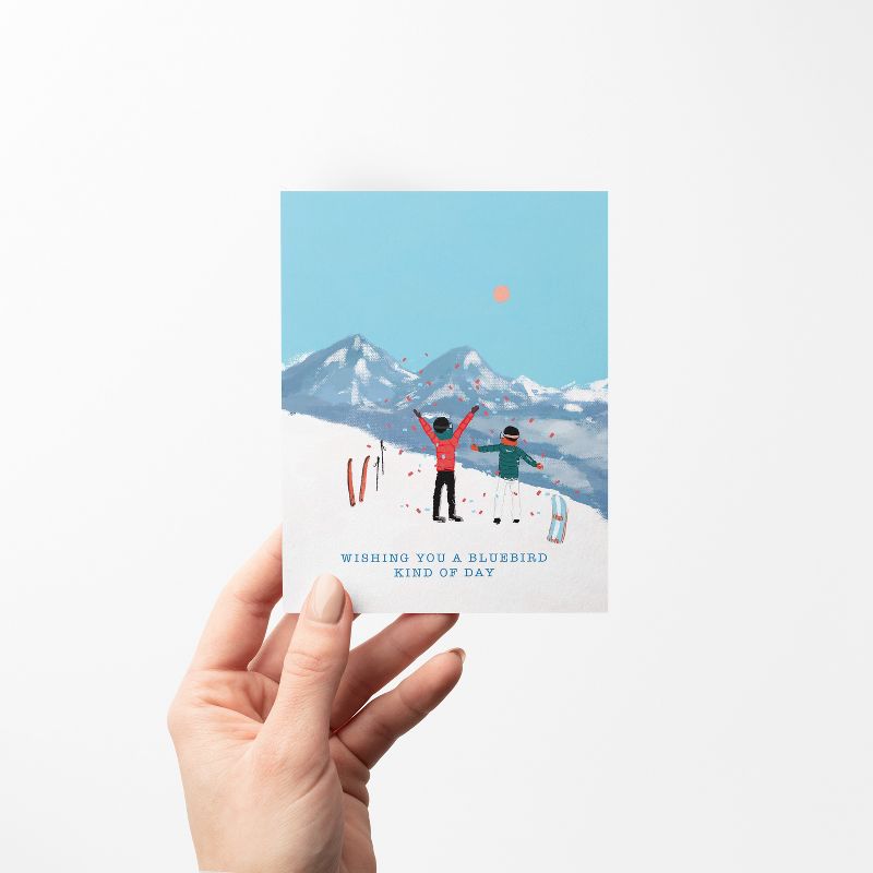 Holiday Winter Card Pack (3ct, Assorted) Bluebird Day, Guy Skier, Girl Skier by Ramus & Co, 3 of 5