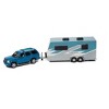Johnny Lightning 1:64 Truck & Trailer 2005 Cadillac Escalade w/Camper Trailer Teal - 3 of 3