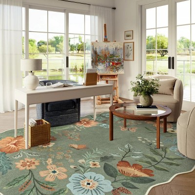 Lahome Machine Washable Back to College Series Floral Plant Floor Mat-Natural Bio-Printed Soft Rug for Living Room, School, Bedroom, or Entryway