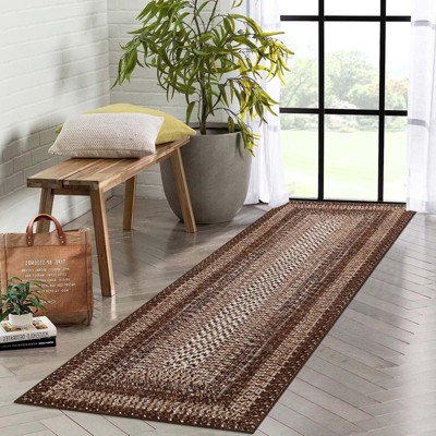 Braided Area Rug with Non-Slip Backing, Modern Accent Carpet for Bedroom, Living Room, Dining Room & Hallway, Foldable Low Pile Throw Rug