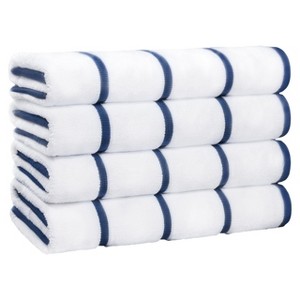 White Classic 100% Cotton Cabana Striped Oversized Beach Towels - 1 of 4