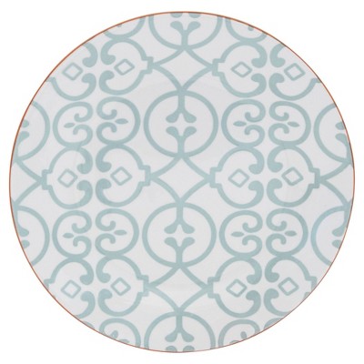 Mint and White Geometric Stoneware 16-Piece Dinnerware Set