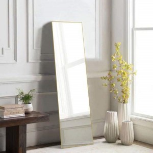21''x64'',Gold-rect Floor Standing Mirror, Wall Mirror with Stand Aluminum Alloy Thin Frame - 1 of 3