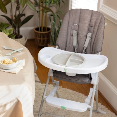 Gray Portable Folding High Chair with Safety Harness