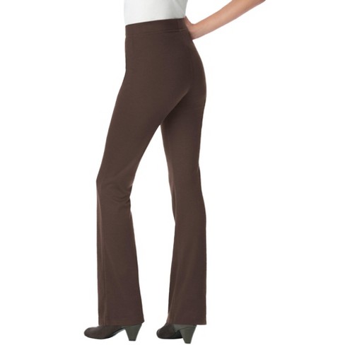 Woman Within Women s Plus Size Bootcut Ponte Stretch Knit Pant 12 W Chocolate