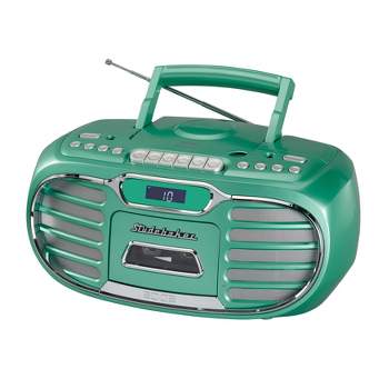 Studebaker SB2150 Retro Edge Big Sound Bluetooth Boombox with CD/Cassette Player-Recorder/AM-FM Stereo Radio with Metal Grill