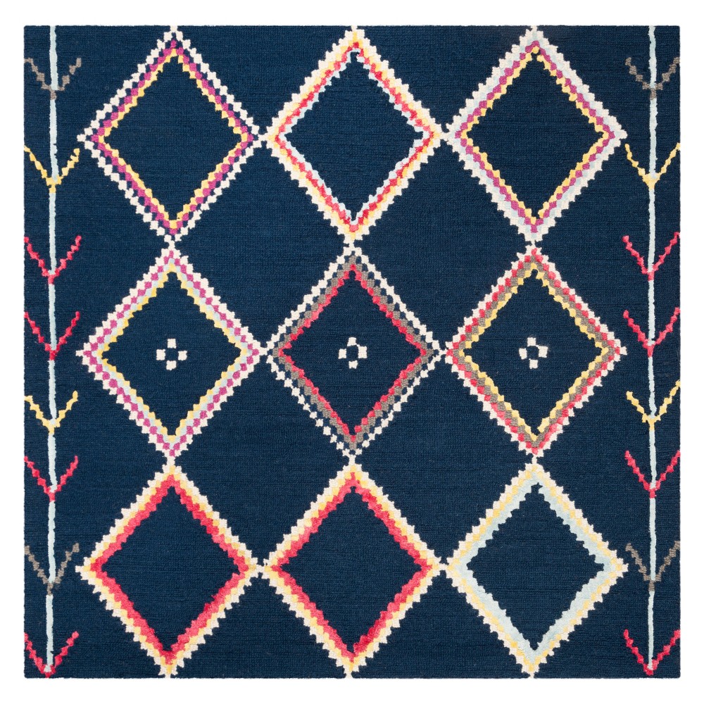 5'x5' Geometric Tufted Square Area Rug Navy - Safavieh