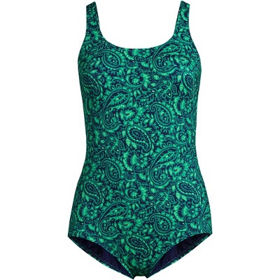 Lands' End Womens Chlorine Resistant Tugless Tank Soft Cup One Piece  Swimsuit Black Regular 2 at  Women's Clothing store