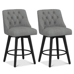 Vipbear Counter Height Swivel Bar Stools Set of 2, 26 Inch Bar Stools with Footrest, Upholstered Barstools for Kitchen Island, Dining Room, Pub - 1 of 4