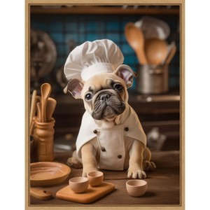 Amanti Art French Bulldog Puppy Chef by Andreas Magnusson Framed Canvas Wall Art - 1 of 4