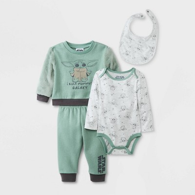 Image of Baby Boys' 4pc Star Wars The Mandalorian Sherpa Bodysuit - 12M