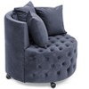 GDFStudio Eudora Button Tufted Velvet Upholstered Swivel Chair with Movable Wheels and 3 Pillows - 3 of 4